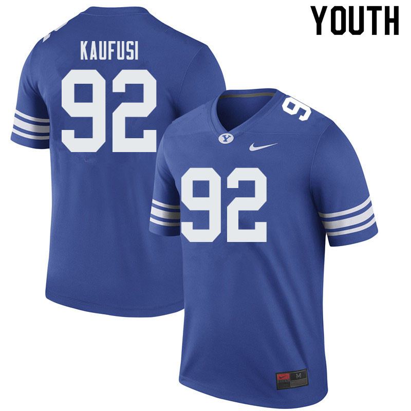 Youth #92 Devin Kaufusi BYU Cougars College Football Jerseys Sale-Royal